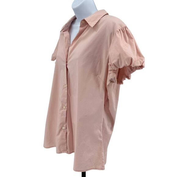Old Navy Dress Top WMNS XL Light Pink Button Up Collared Balloon Sleeve Blouse - Picture 4 of 7
